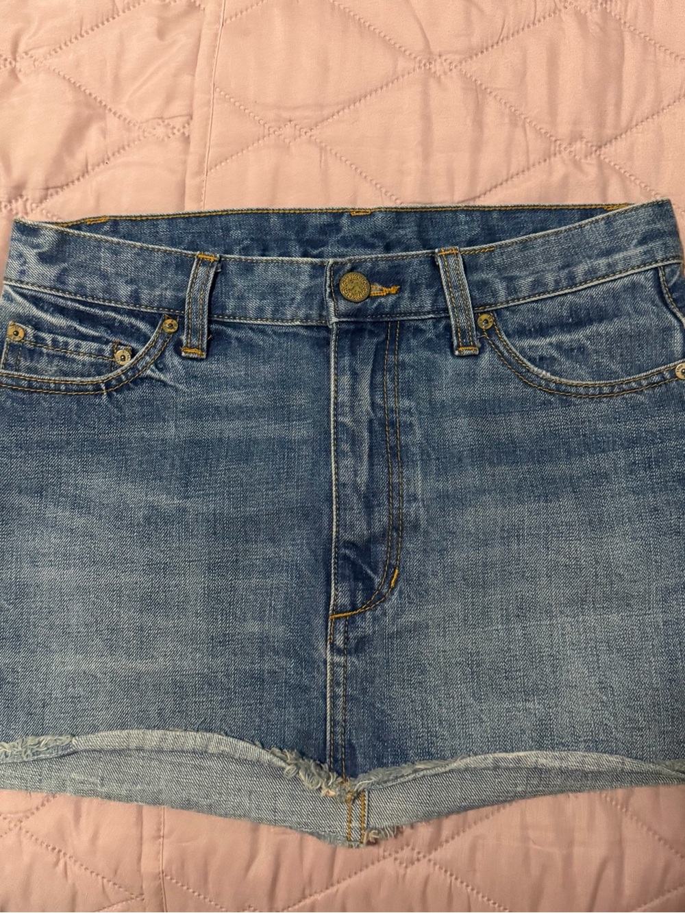 Free People Dark Blue Denim Mini Skirt